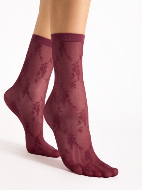 Fiore Rosa Burgundy Socken