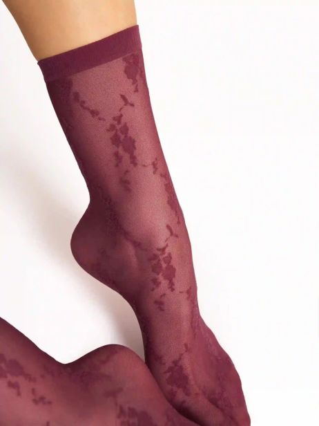 Fiore Rosa Burgundy Socken