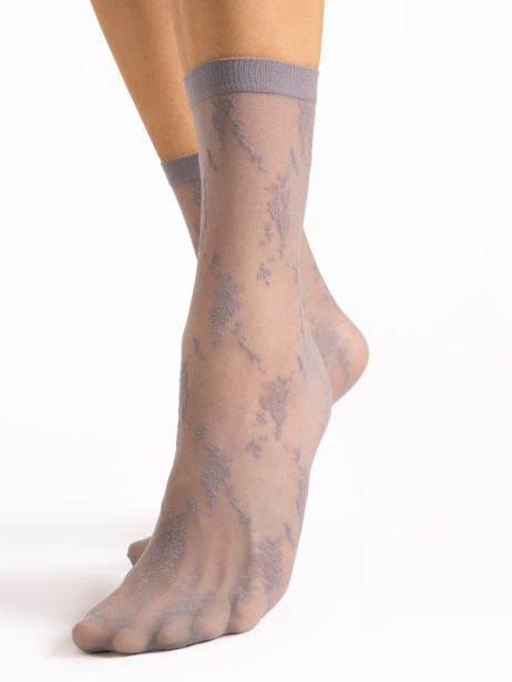 Fiore Rosa Light Grey Socken